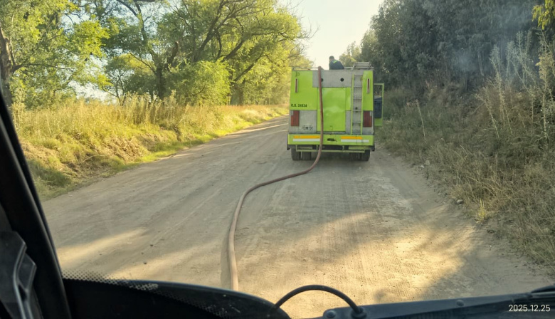 Trabajo conjunto permitió controlar un incendio forestal en un monte de eucaliptos