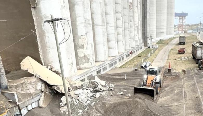 Terminal Quequén: cedió parcialmente la estructura de un silo de casi 100 años. Sólo hubo daños materiales