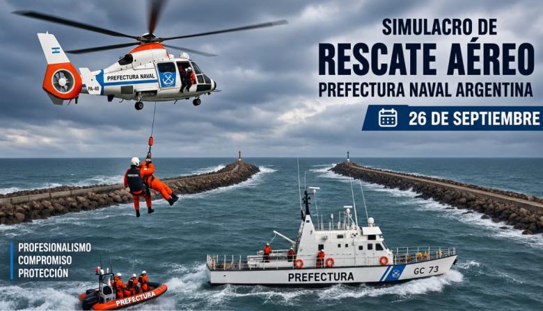 Simulacro de rescate en Puerto Quequén: Prefectura desplegará helicópteros, guardacostas y un operativo abierto a la comunidad
