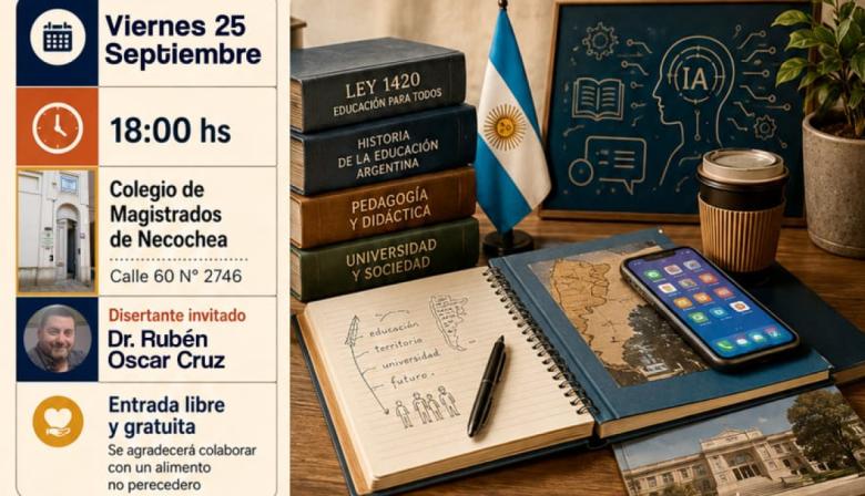 Charla debate en Necochea sobre la educación argentina y los desafíos de la inteligencia artificial