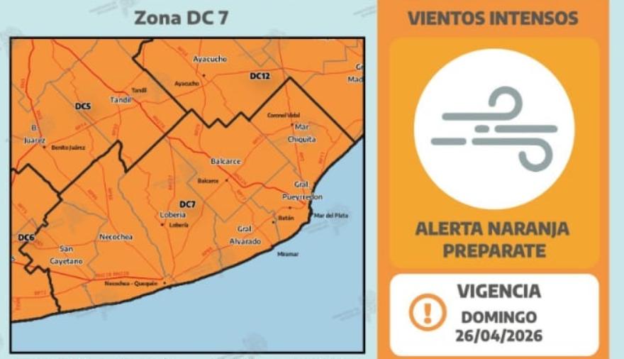 Alerta por vientos intensos en la provincia: ráfagas que podrían alcanzar los 100 km/h y posible crecida del mar
