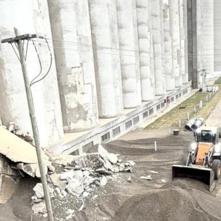 Terminal Quequén: cedió parcialmente la estructura de un silo de casi 100 años. Sólo hubo daños materiales