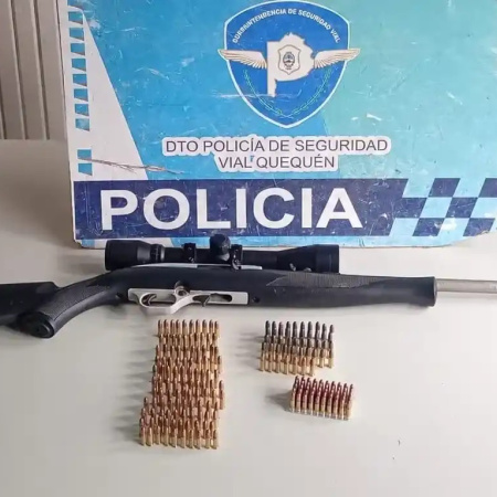 Detuvieron a un hombre con una carabina, mira telescópica y municiones durante un control en Ruta 228